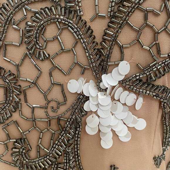 Gianni Bini Embellished Mesh Gown 10 Elegant Evening Beaded Floral HOCO Formal - Picture 11 of 13